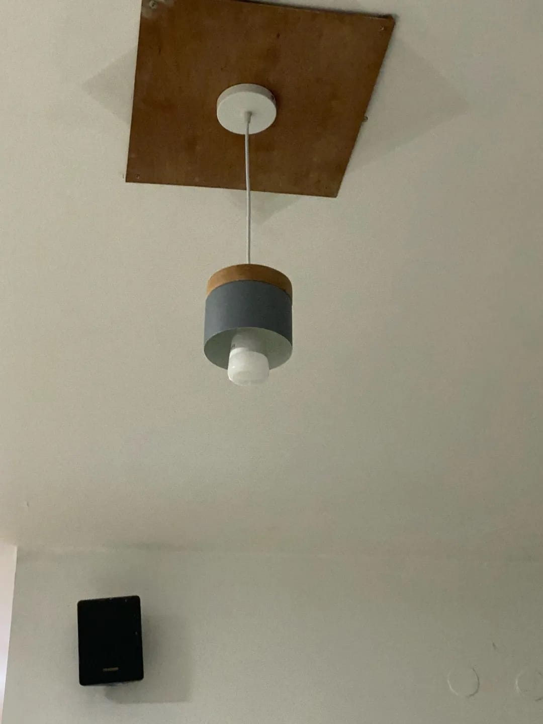 Customer photo review of Black Pendant Light for Dining Table, Wood and Iron Shade, 13 cm