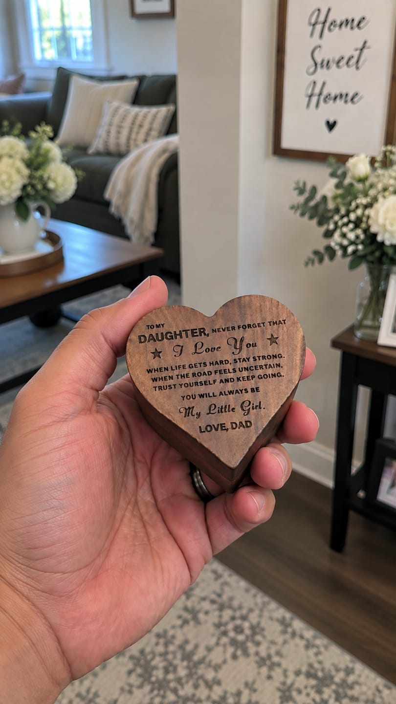 Customer photo review of To My Daughter / Love Dad Luxury Wood Heart Necklace Gift #2609