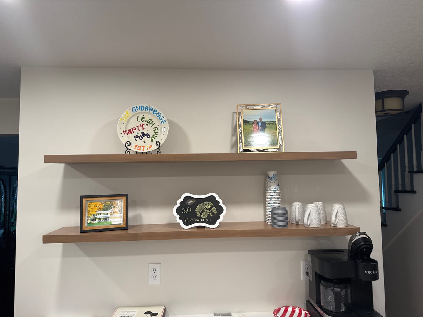 Customer photo review of Unstained Hardwood Floating Shelves (Ready To Stain)