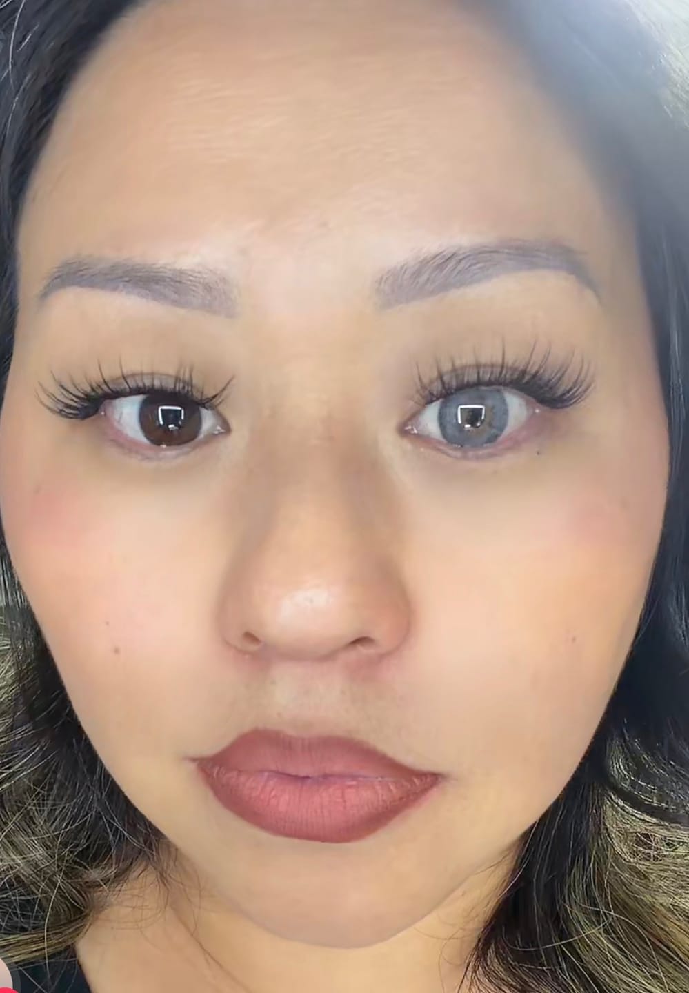 Customer photo review of Cyrene Gray Prescription Colored Contact Lenses