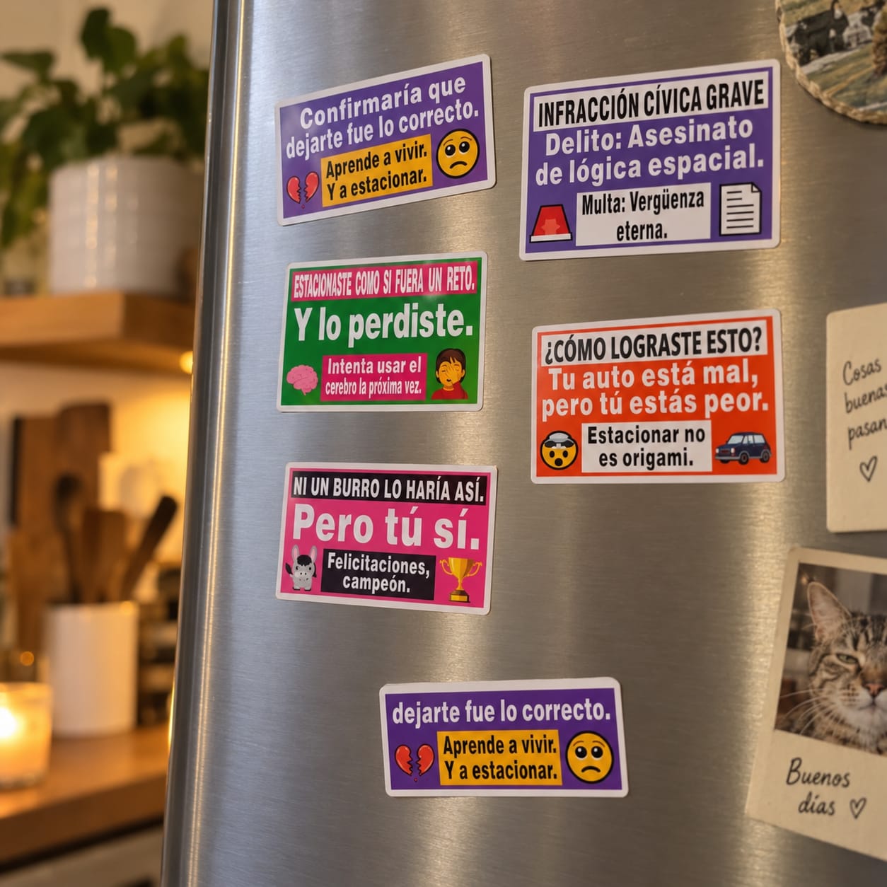 Customer photo review of 150 Pegatinas Divertidas para Malos Estacionamientos