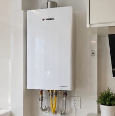 Customer photo review of Camplux Climatech-7 Indoor Tankless Gas Water Heater 5.28 GPM | White