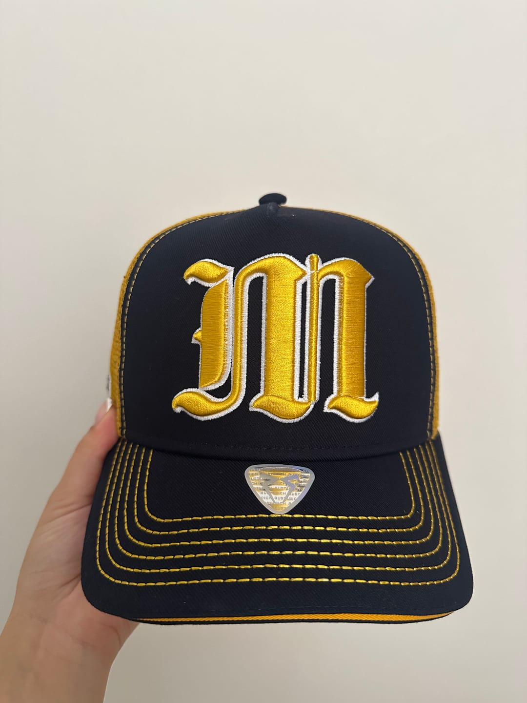 Customer photo review of Trucker Hat - Name Collection - Custom Made - Sarı/Lacivert