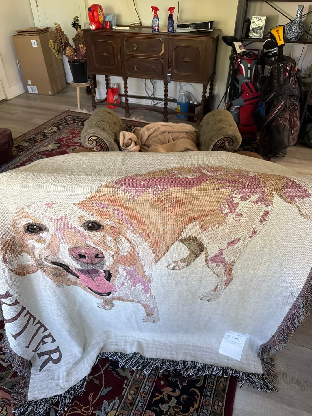 Customer photo review of Custom Heirloom Pet Throw Blanket