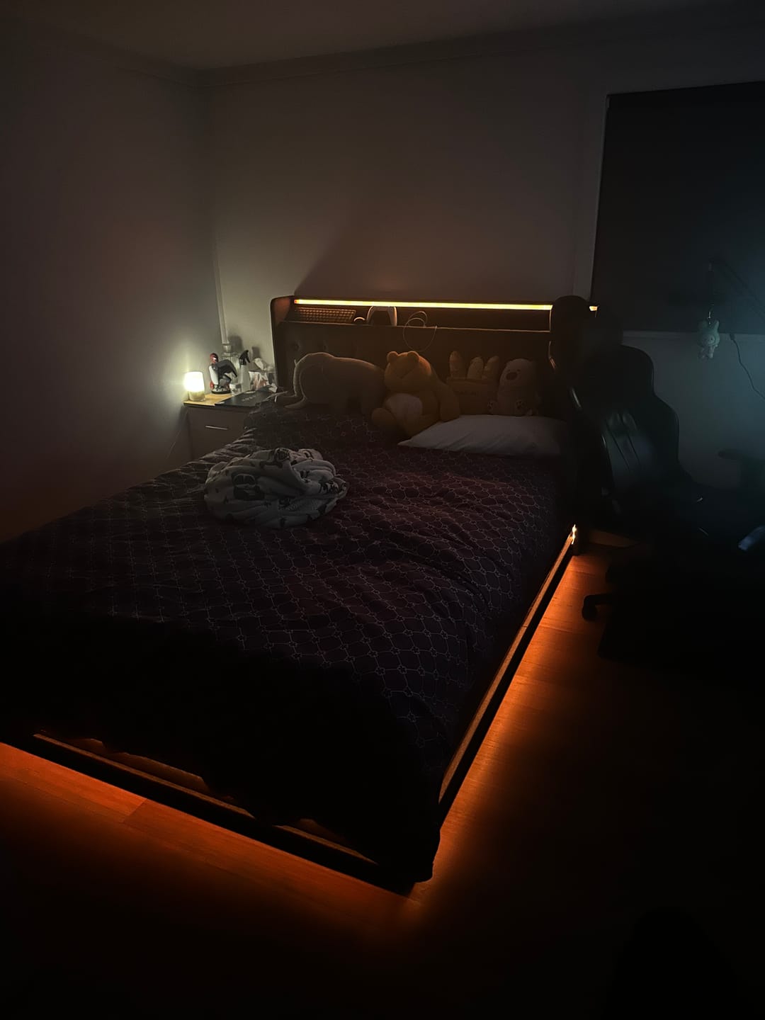 Customer photo review of Queen Gas Lift Bed Frame with LED & USB Ports