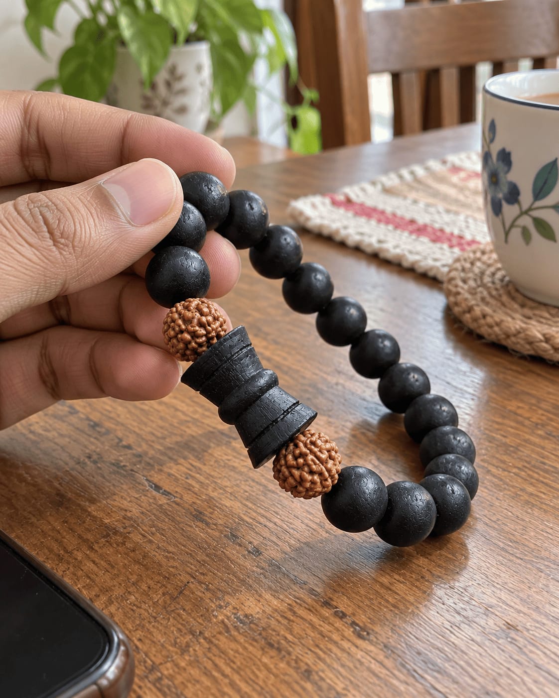 Customer photo review of Karungali Rudraksha Damru Bracelet