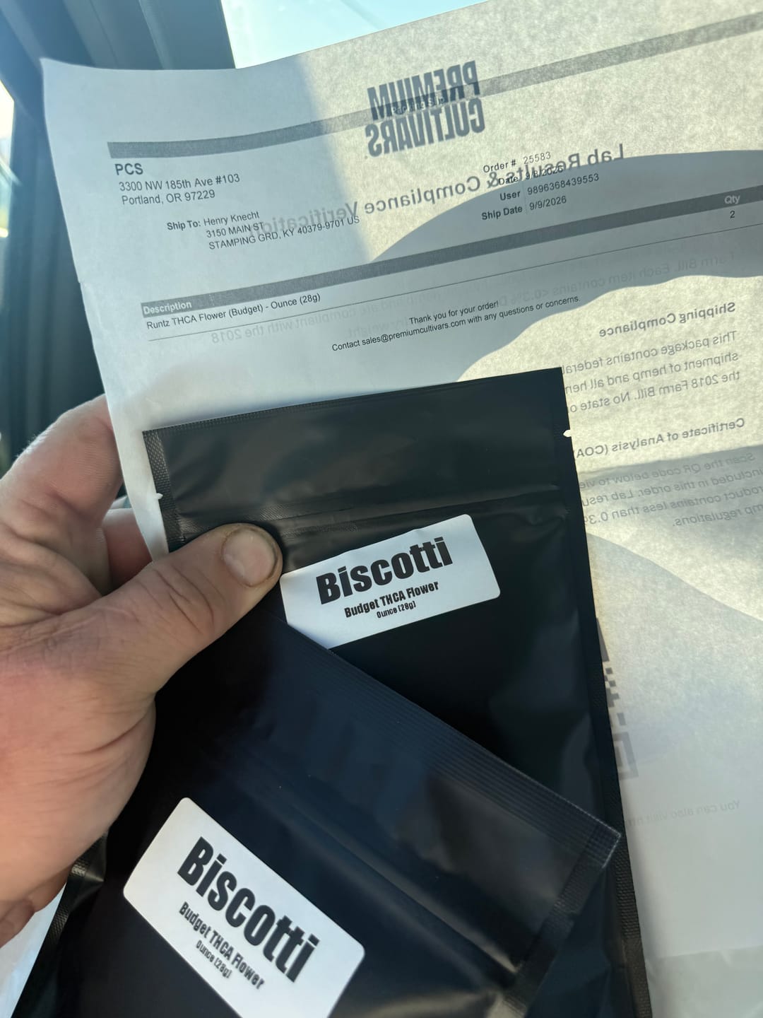 Customer photo review of Bruce Banner THCA Flower (Budget)