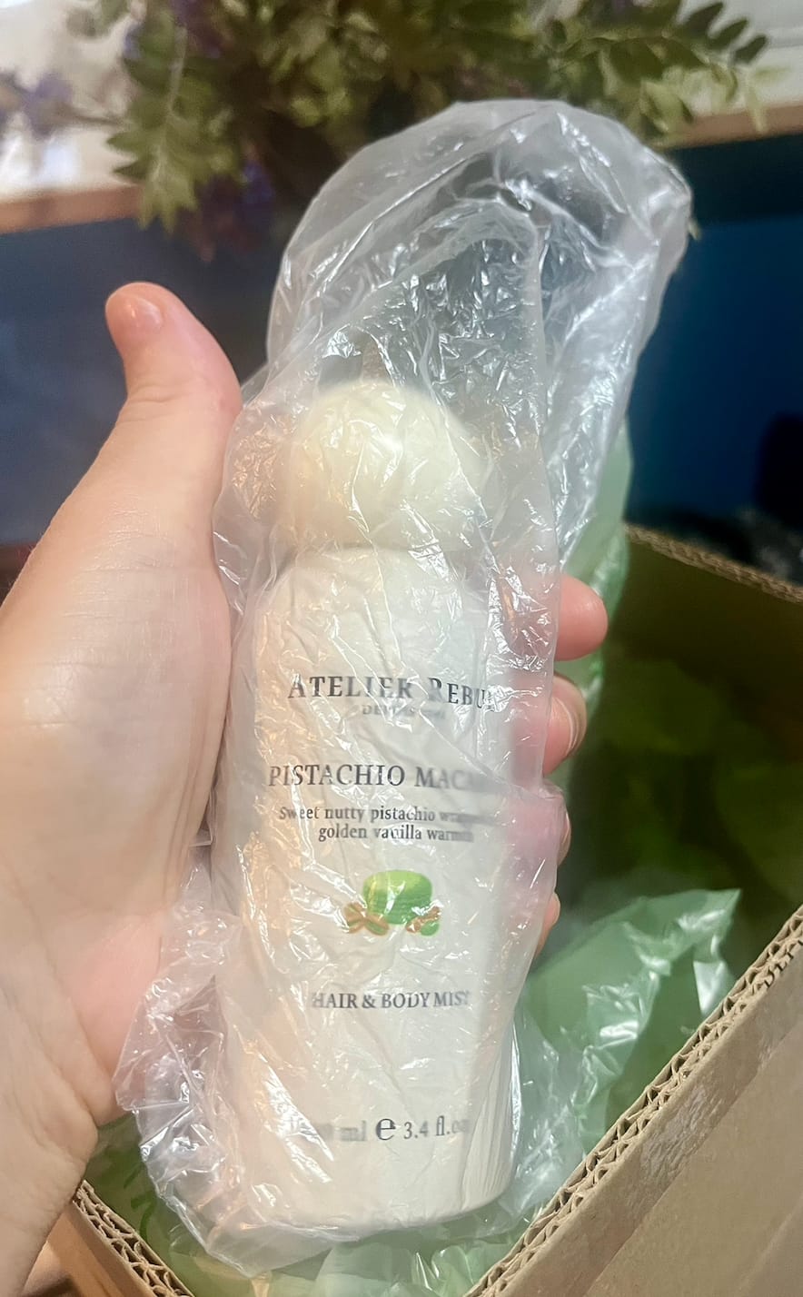 Customer photo review of Pistachio Macaron Hair & Body Mist 100ml