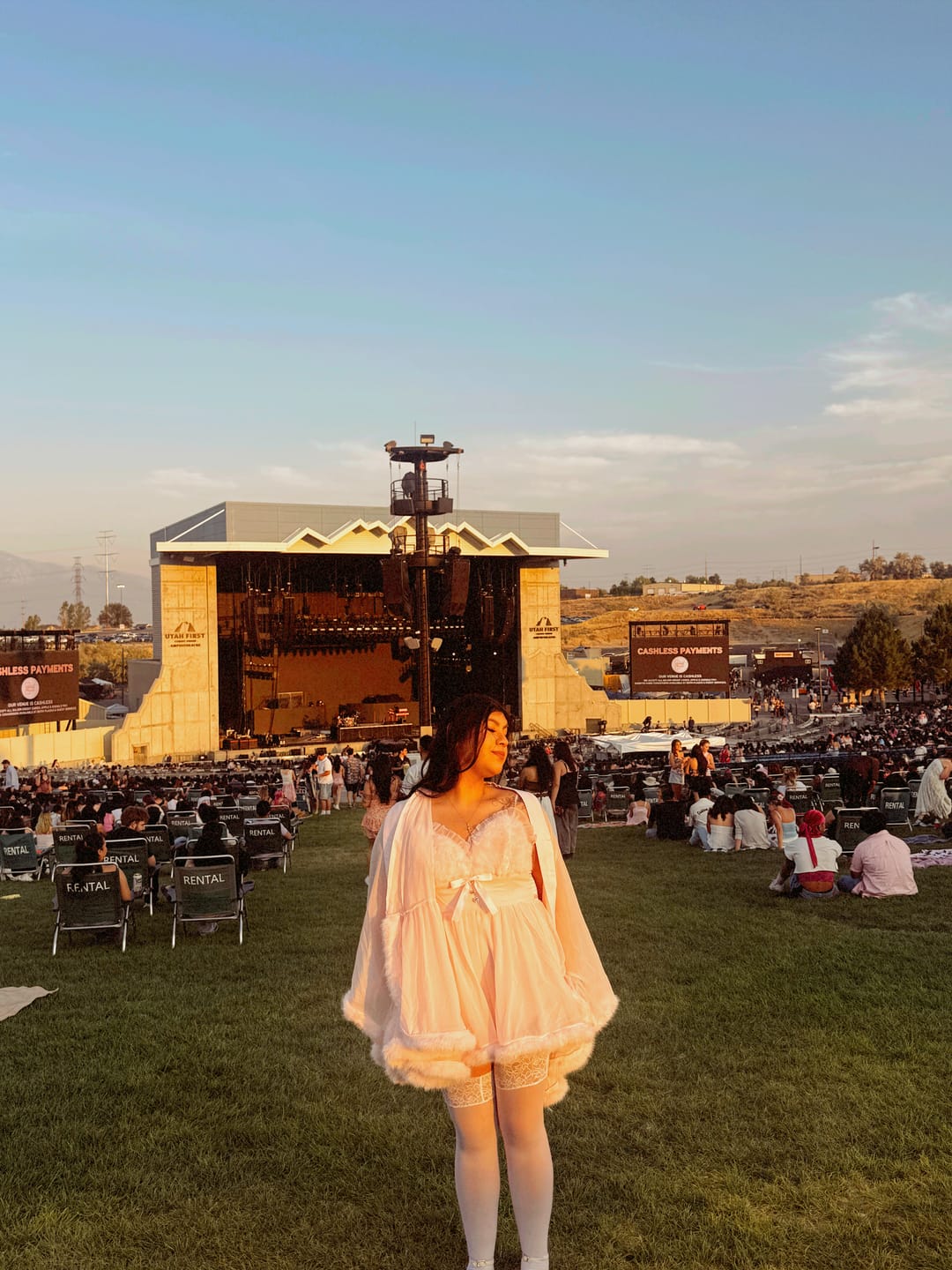 Customer photo review of Rosé Princess Fur Chiffon Babydoll Dress
