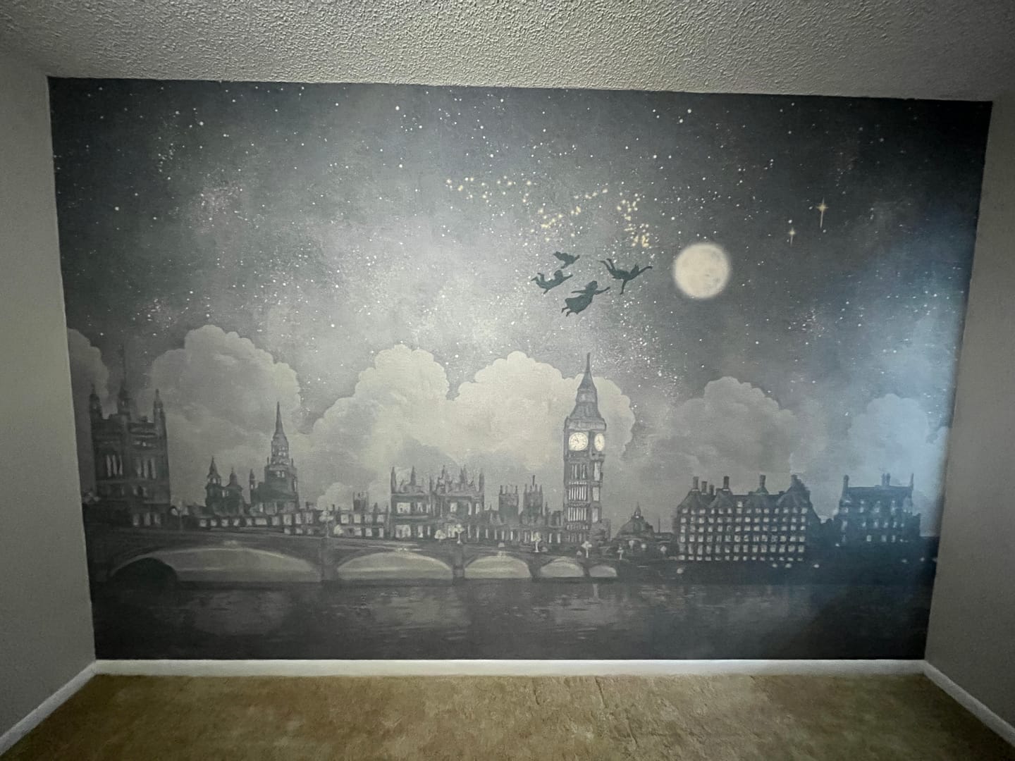 Customer photo review of Neverland Midnight Blue - Navy London Skyline Wallpaper Mural