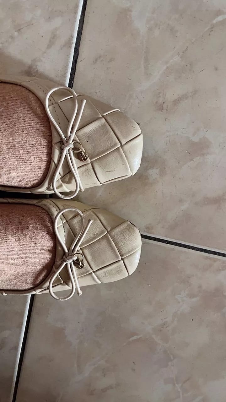 Customer photo review of Romy Embossed-Pattern Slip-on Ballerinas In Beige