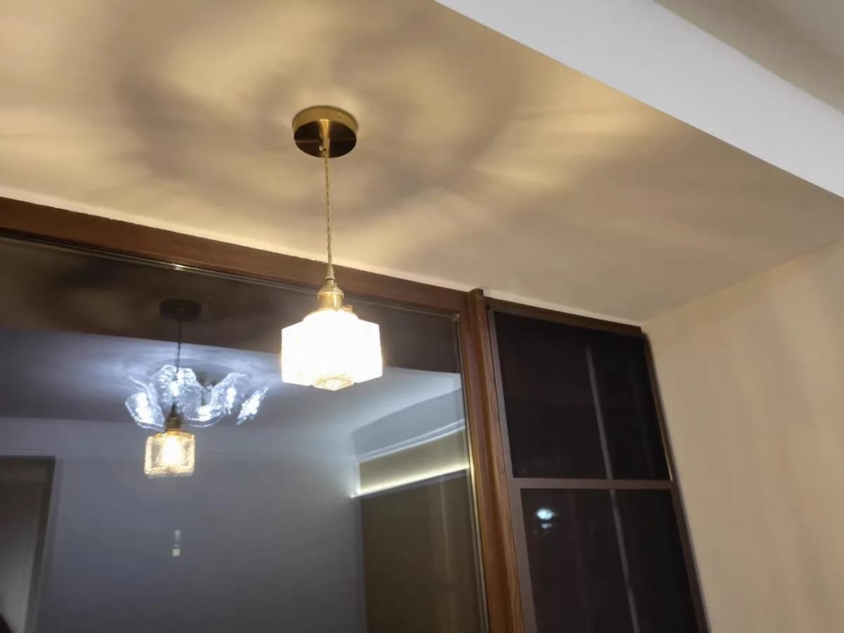 Customer photo review of Gold Cube Pendant Light for Kitchen Island, Frosted Glass, 10 cm