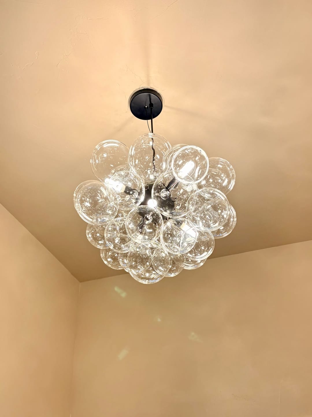 Customer photo review of Modern 6-Light Clear Bubble Cluster Orb Chandelier