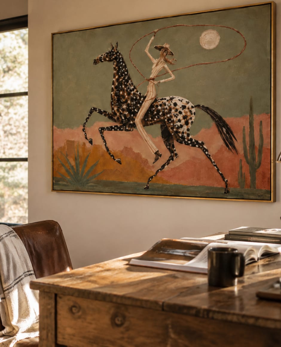 Customer photo review of Mesa Loop-Spotted Horse Cowgirl Painting