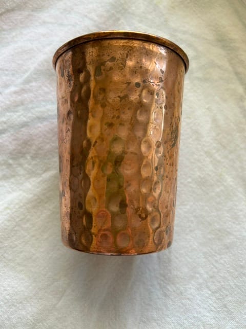 Customer photo review of Artisan Hammered Copper Glass Set
