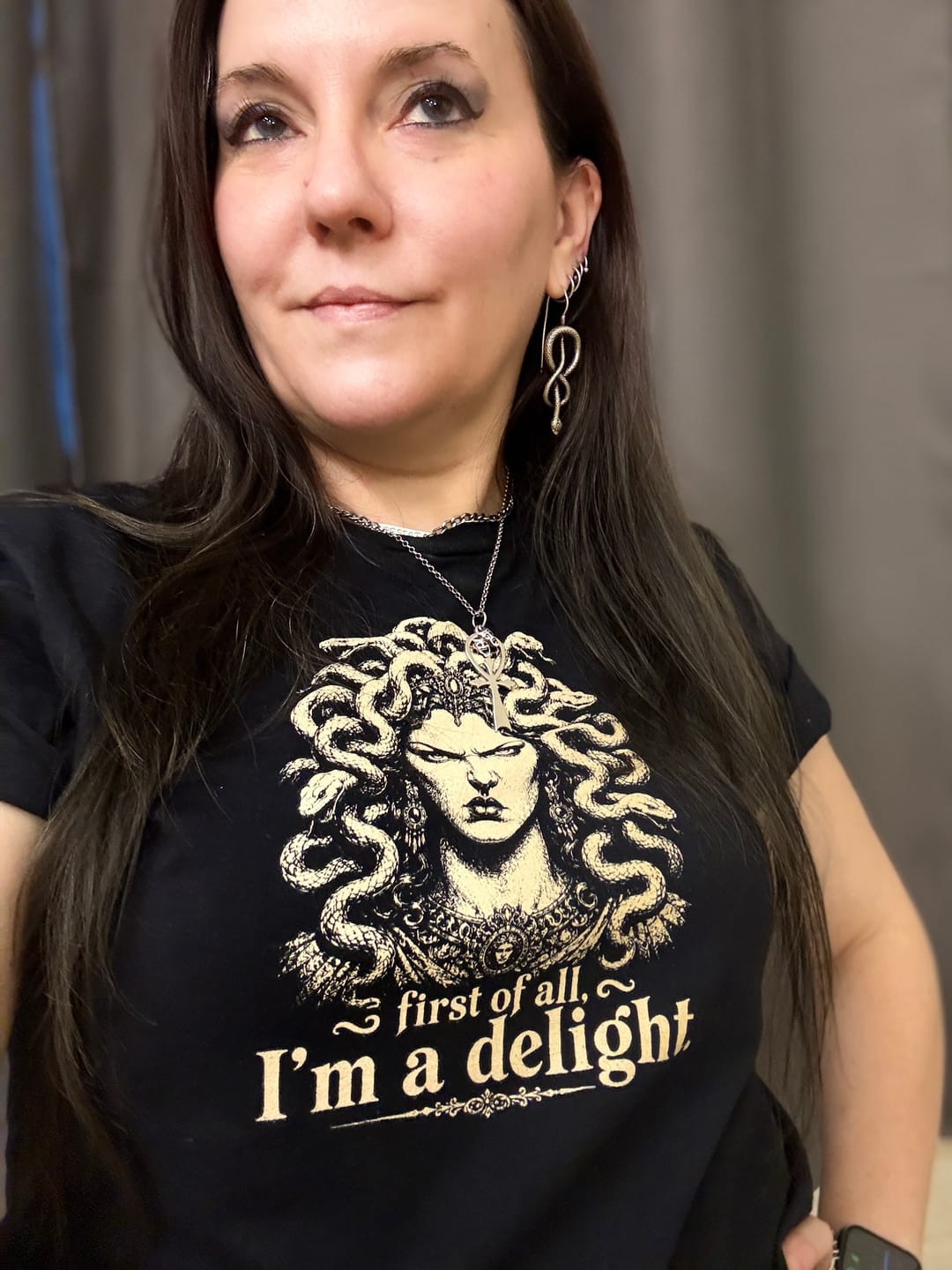 Customer photo review of Medusa First of All I'm a Delight T-Shirt