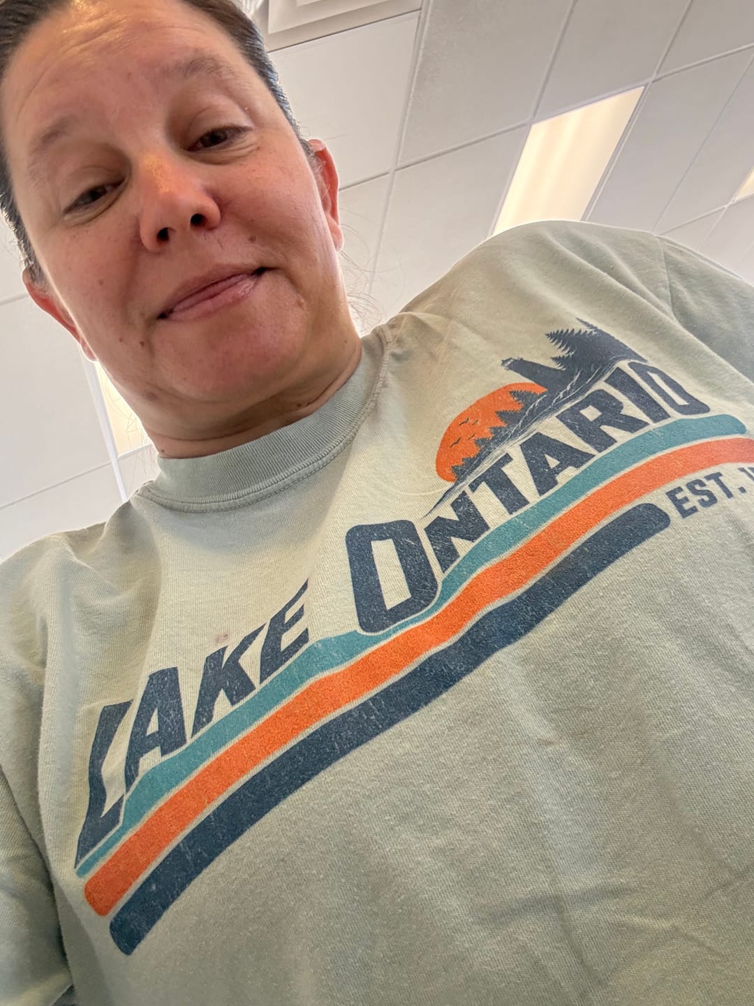 Customer photo review of Lake Ontario Retro Stripe T-Shirt
