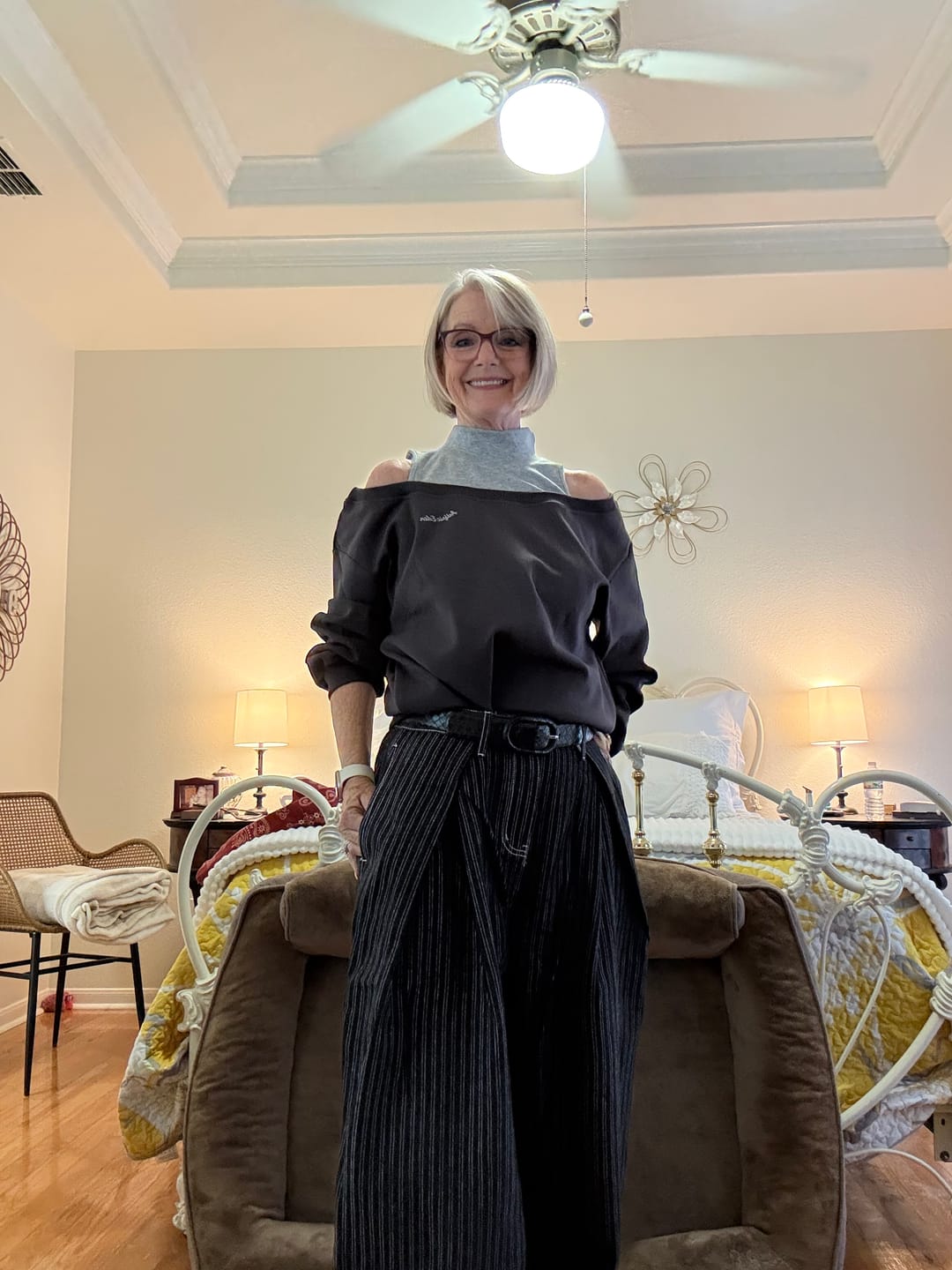 Customer photo review of Aelfric Eden Boxy Layered Off-The-Shoulder Sweatshirt