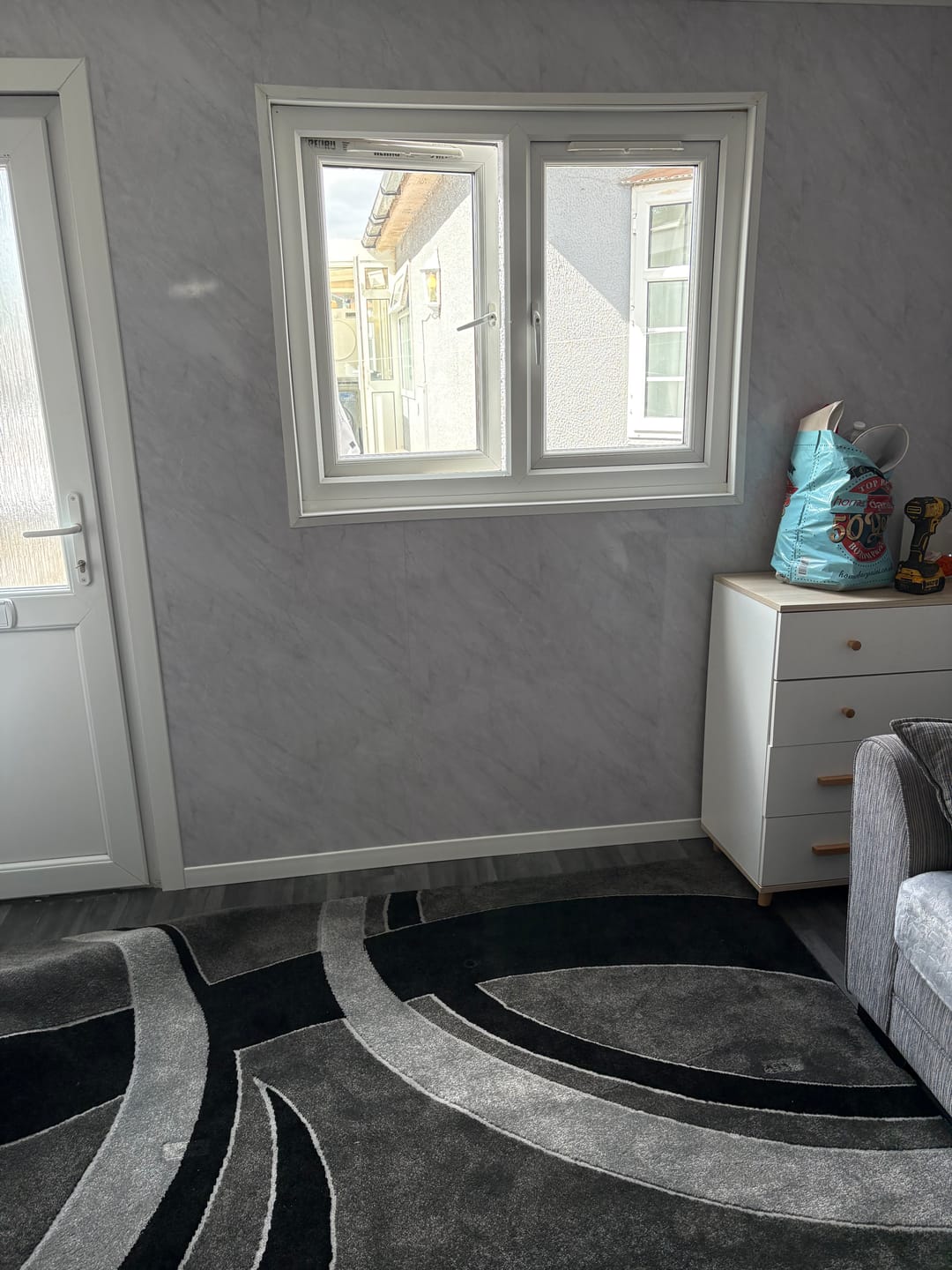 Customer photo review of Premium Grey Marble Gloss Shower Wall Panel – 1M x 2.4M