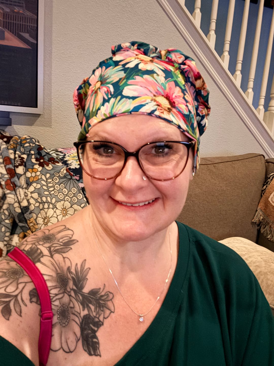 Customer photo review of CloudCaps Scrub Cap | Painted Flowers