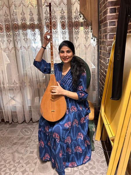 Customer photo review of Karuna Indigo Maxi Dress