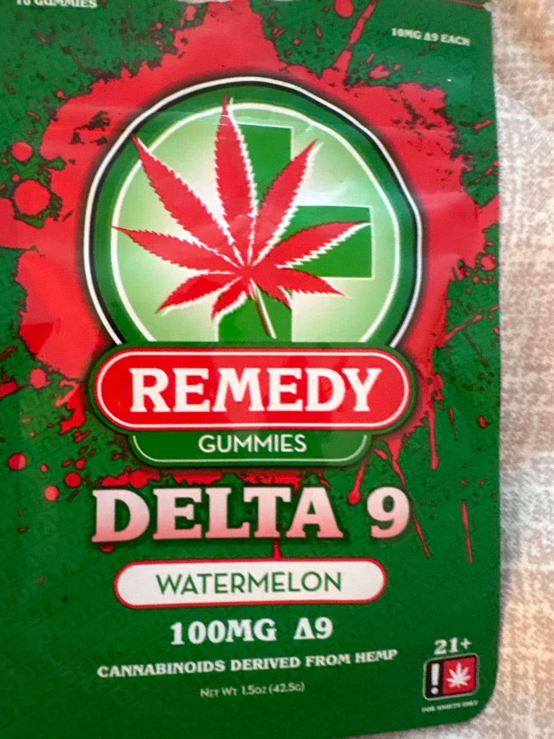 Customer photo review of Watermelon Delta 9 100mg Gummies