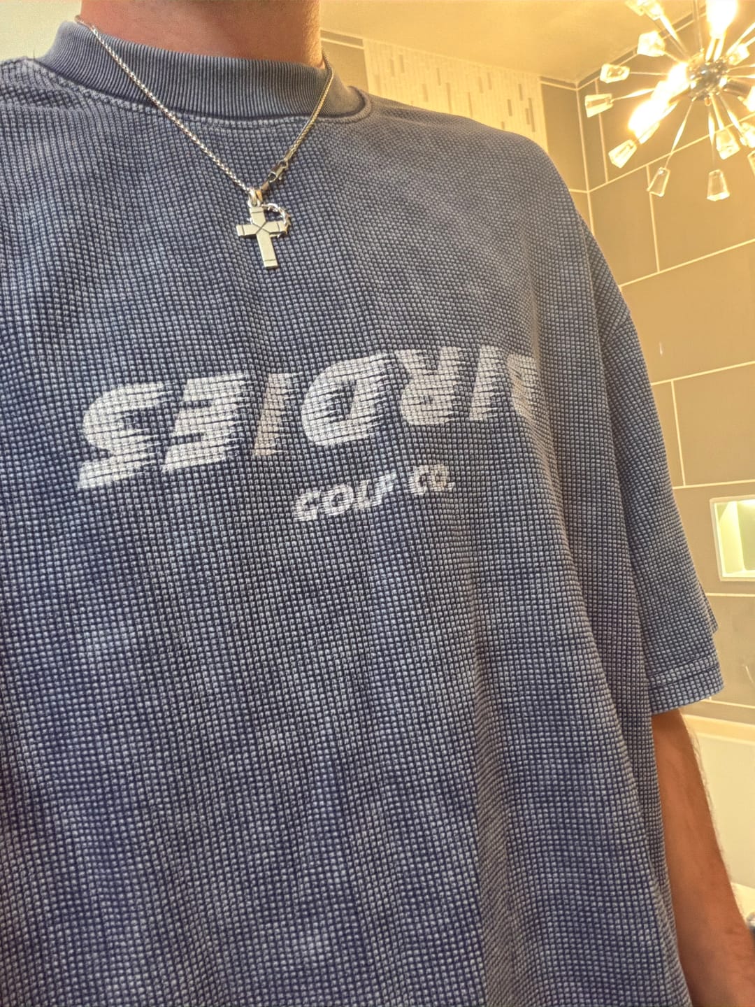 Customer photo review of Short Cut Birdies Waffle Knit boxy Tee