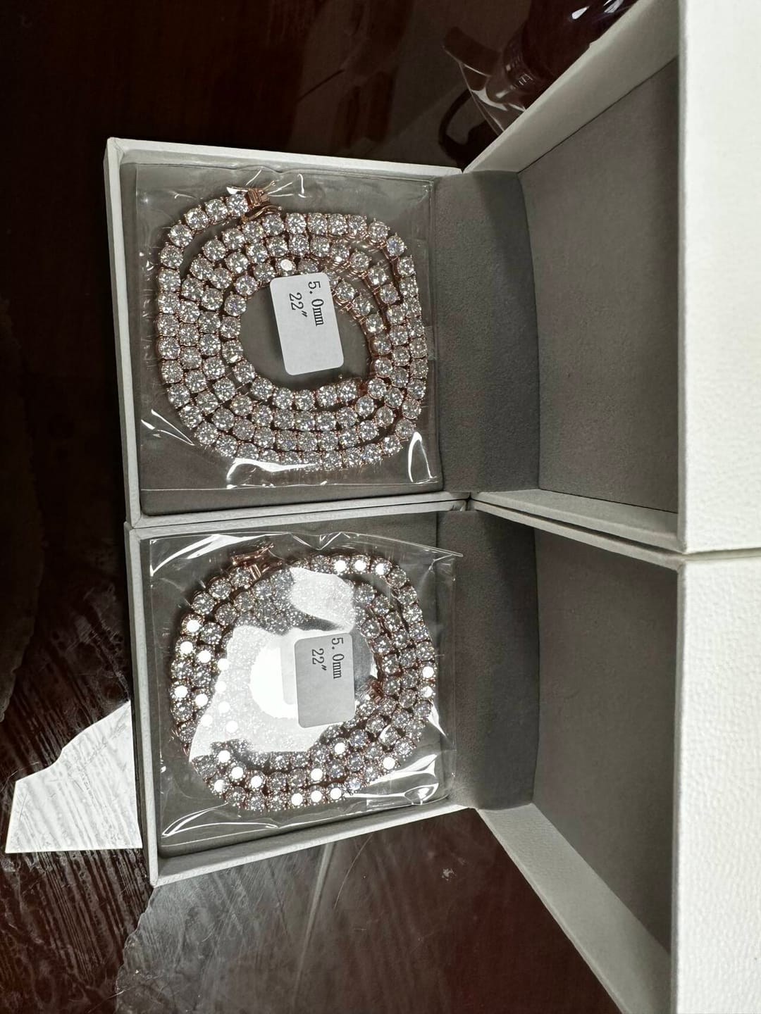 Customer photo review of 2mm 3mm 4mm 5mm 6.5mm Moissanite Tennis Necklace, 925 Silver Gold-Plated