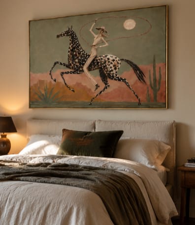 Customer photo review of Mesa Loop-Spotted Horse Cowgirl Painting