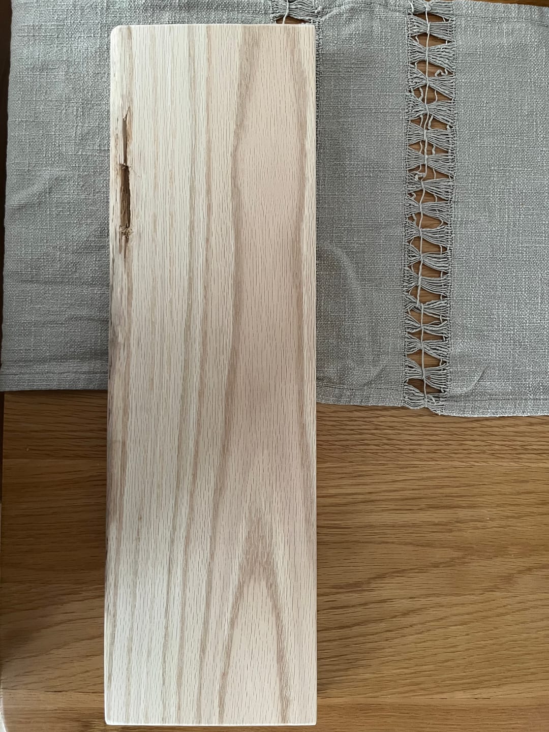 Customer photo review of Oak Shelves with Inverted Brackets – Pack of 2