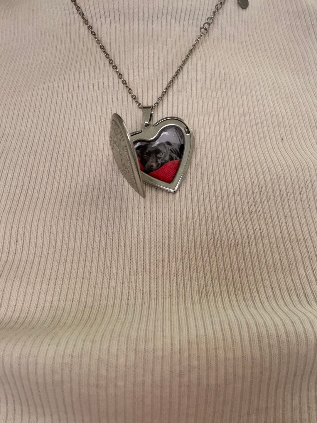 Customer photo review of Collana con Foto custodita nel Cuore e Dedica Personalizzata