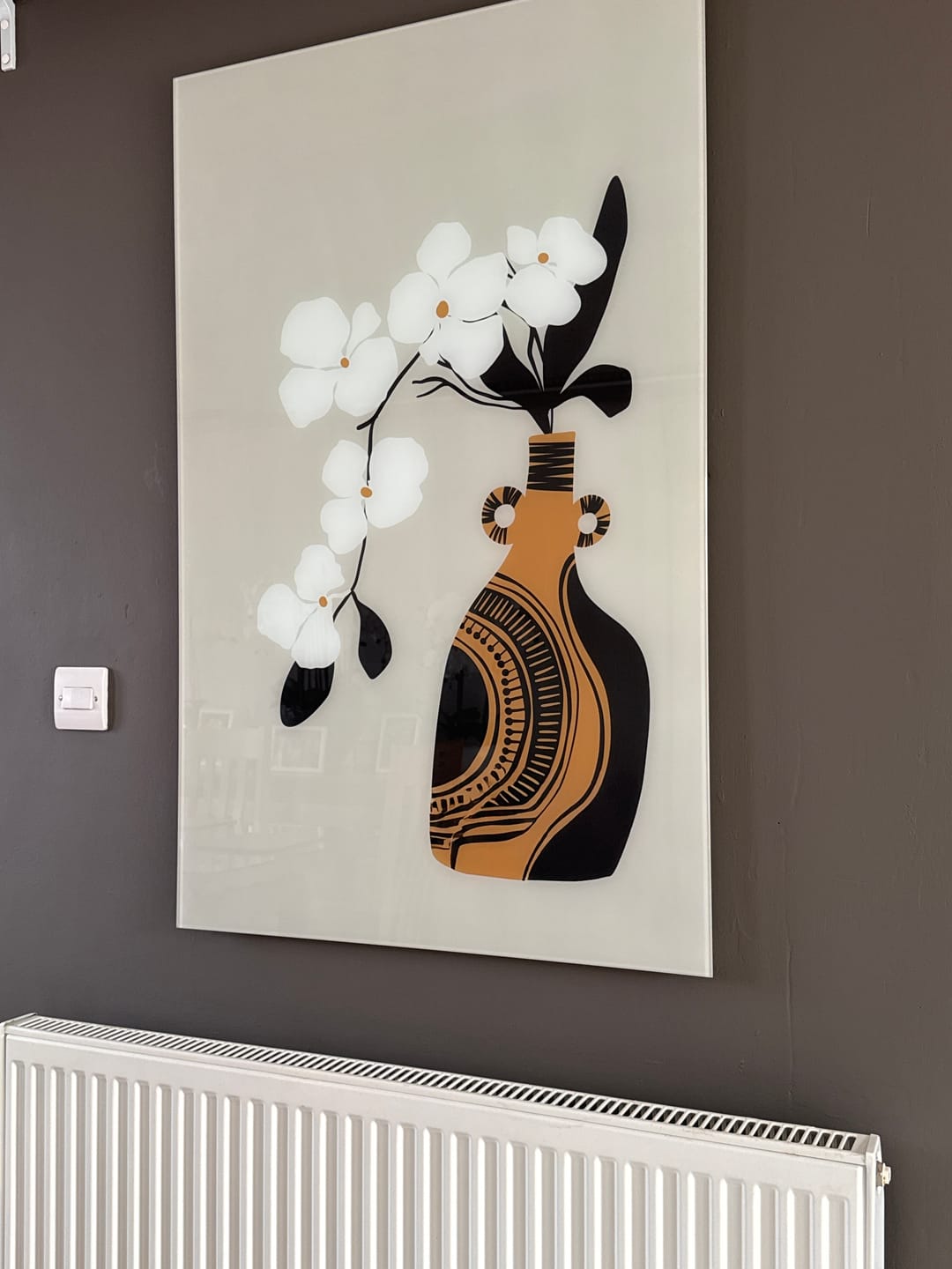 Customer photo review of White Orchid Form– Bohemian Tempered Glass Wall Art