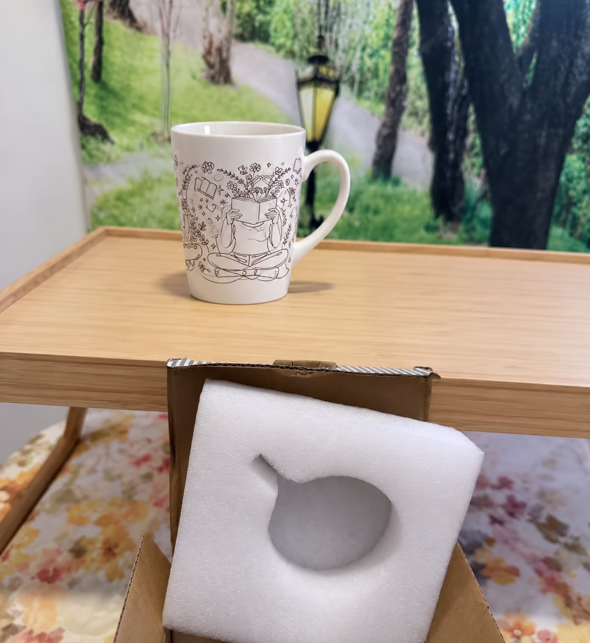 Customer photo review of Lost in the Pages Latte Mug