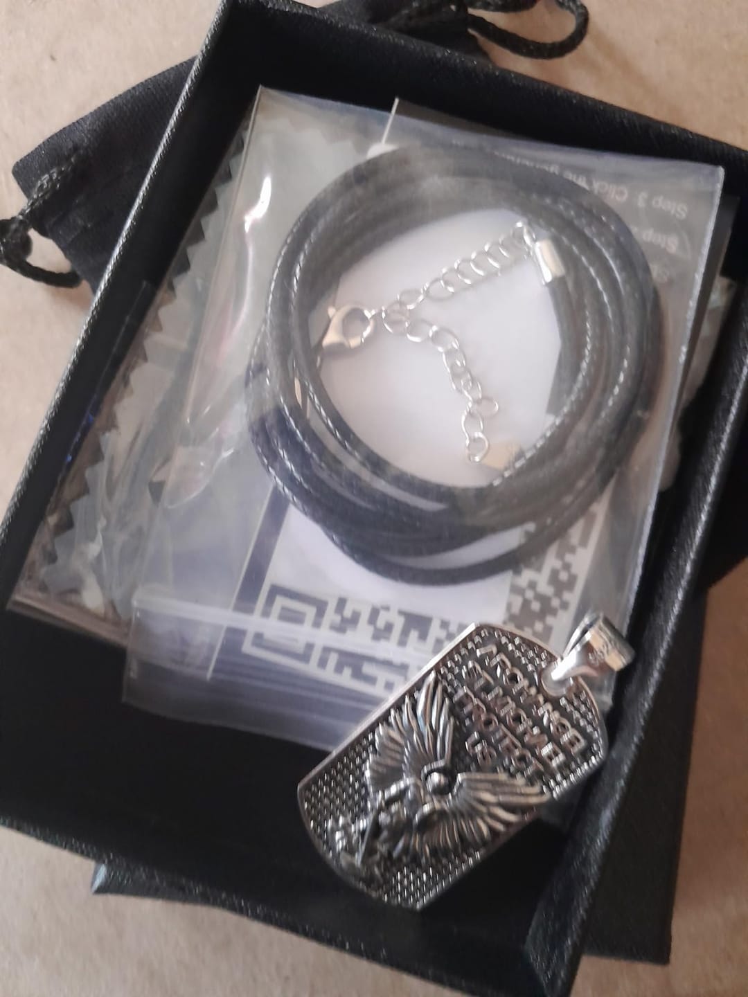 Customer photo review of Saint Michael Necklace
