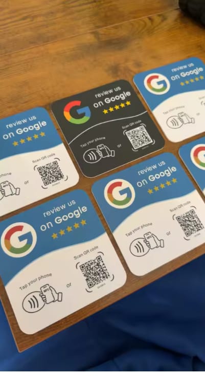 Customer photo review of Placa NFC para reseñas de Google