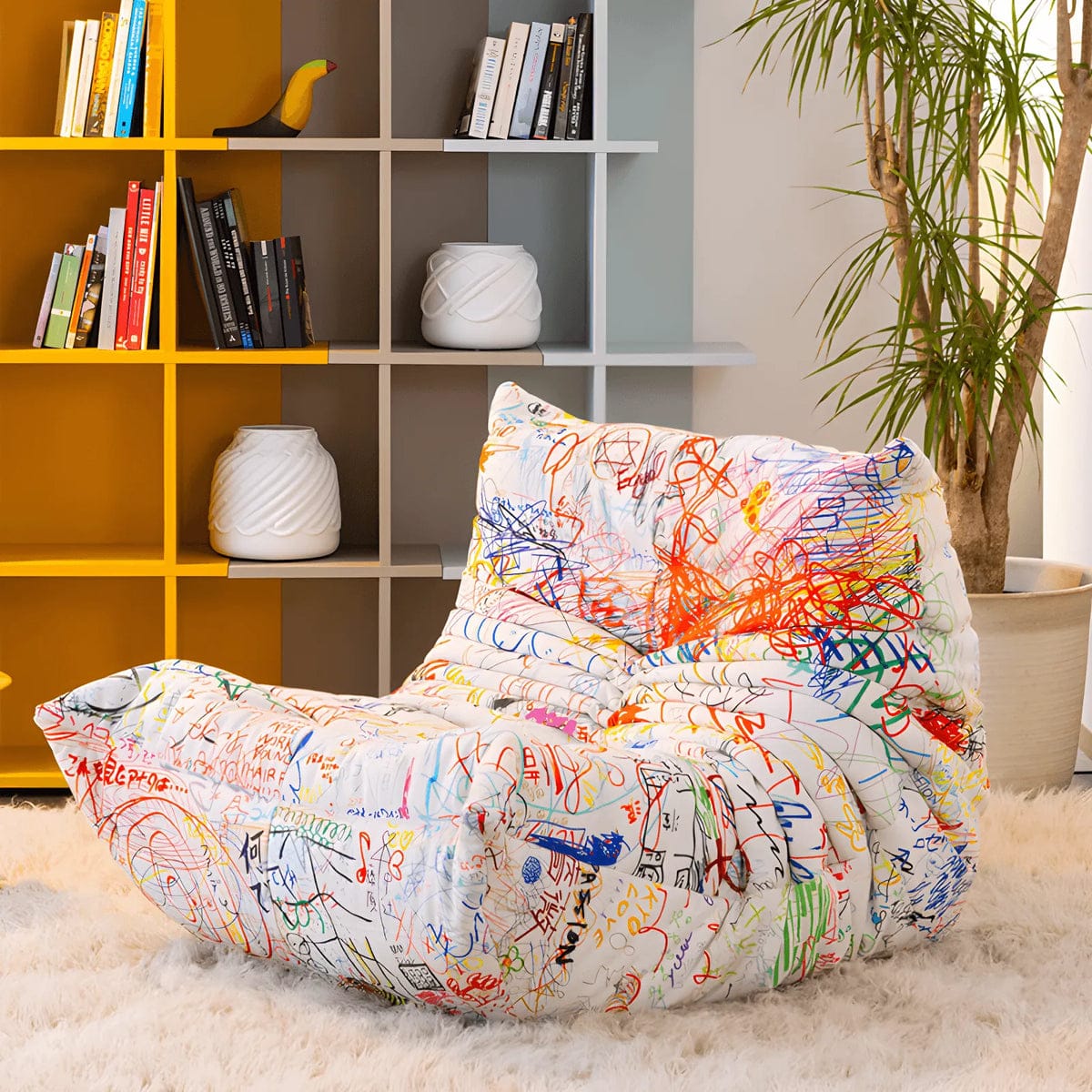 Customer photo review of Fauteuil Relax Graffiti en Tissu Suède