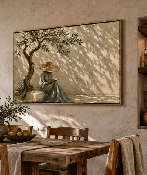 Customer photo review of Olive Shade-Reading Woman Painting
