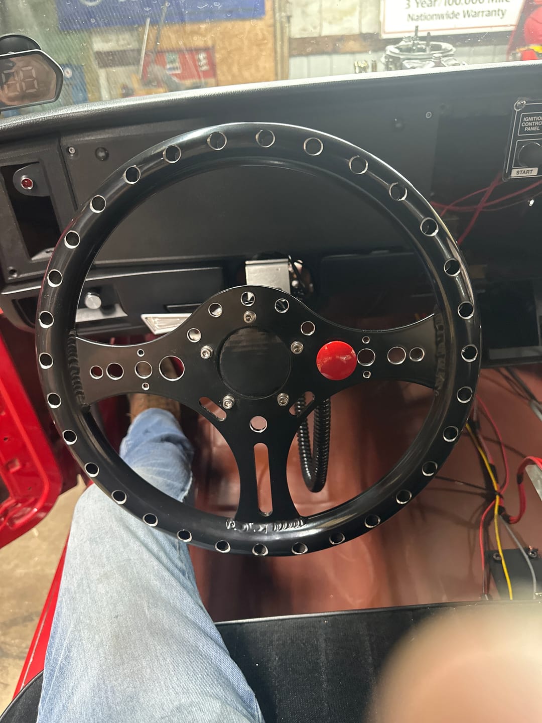Customer photo review of Motion Raceworks Momentary Large Mushroom Push Button w/6' Wound Cord (Red) 151006