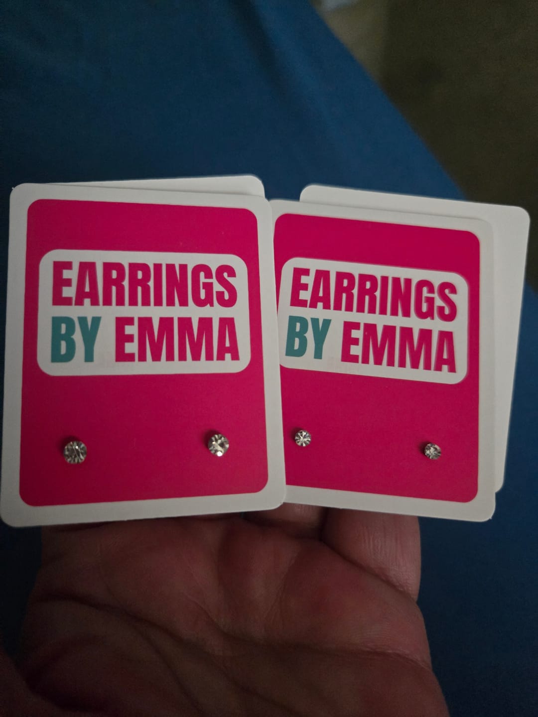 Customer photo review of Diamond Cut Rhinestone Studs Hypoallergenic Earrings for Sensitive Ears with Plastic Posts