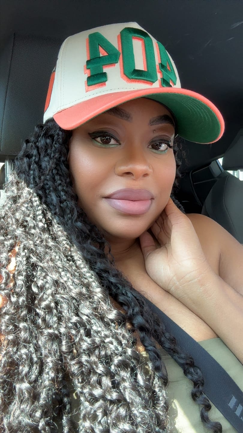 Customer photo review of 404 Atlanta Summer Peach Snapback Hat | BLK FRVR