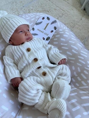 Customer photo review of Cushii Baby Lounger Wanderlust - Oatmilk