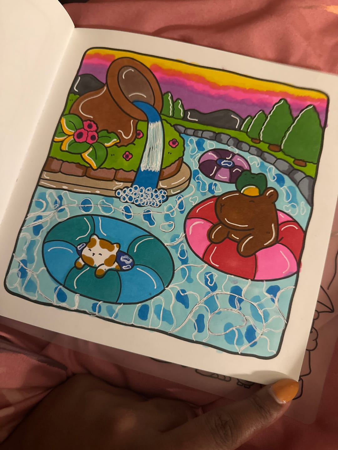 Customer photo review of Ohuhu x Coco Wyo Cozy Mood Coloring Kit, Honolulu B 48 Colors Alcohol Markers with Brush & Fine Dual Tips, Coloring Book with Mood Tracker Pages