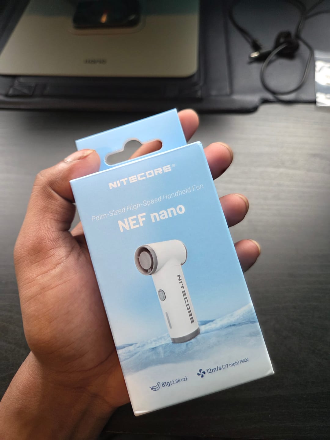 Customer photo review of NEF Nano - Palm-Sized High-Speed Handheld Fan