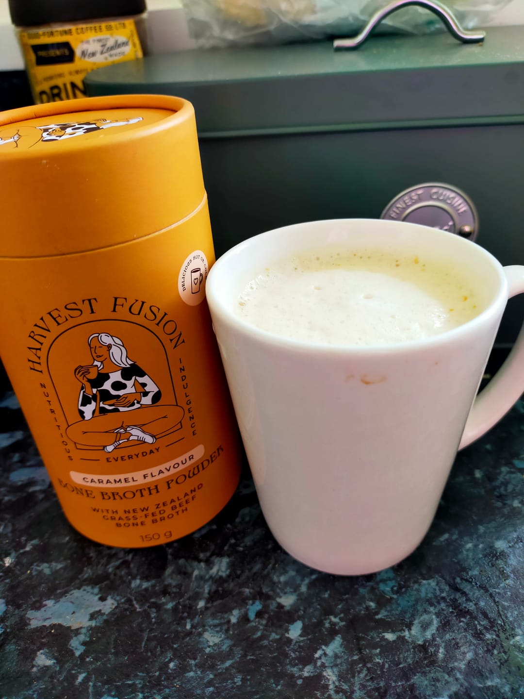Customer photo review of Caramel Bone Broth Powder