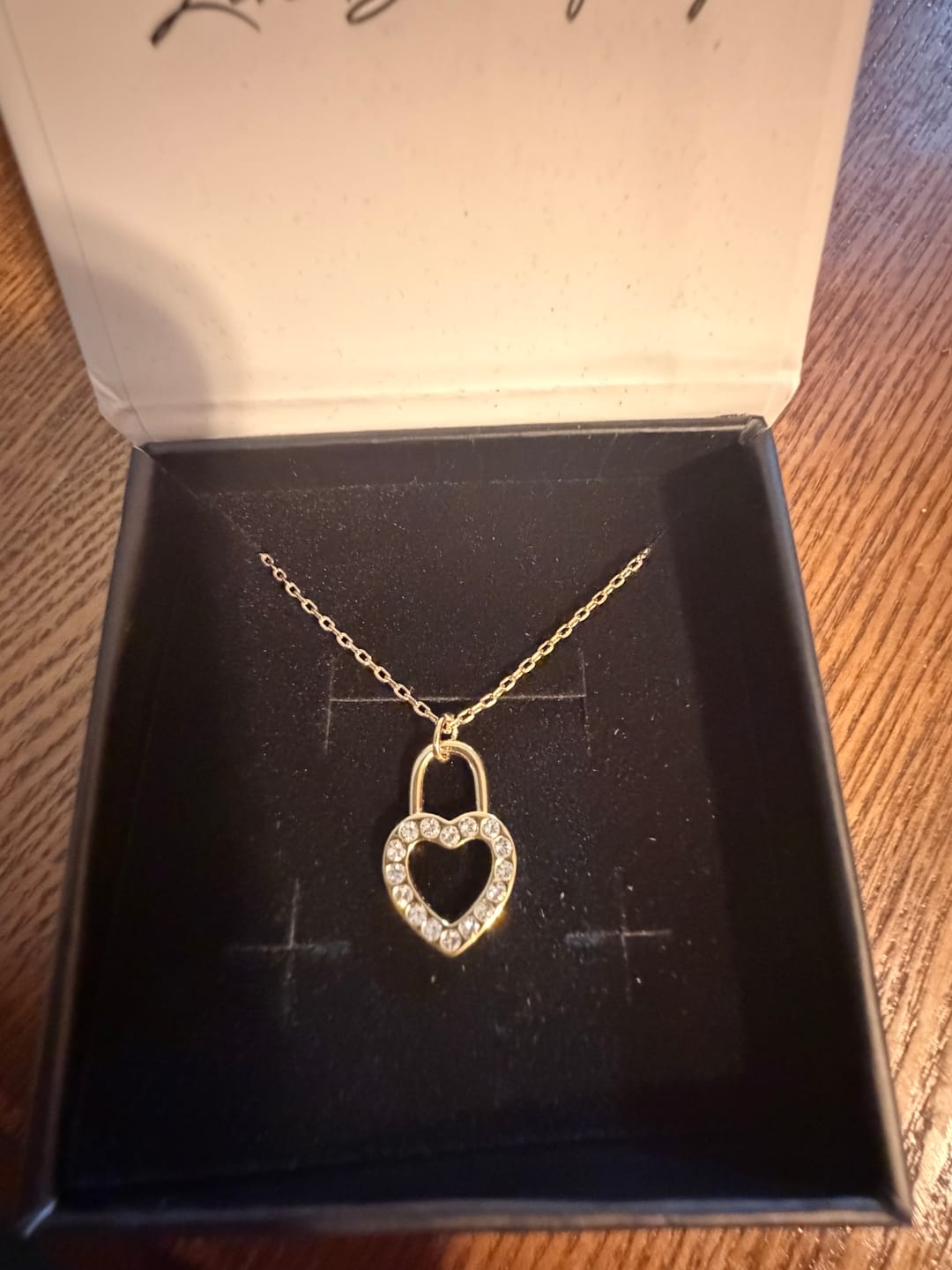 Customer photo review of Janelle 18k White Gold Plated Heart Padlock Pendant Necklace with Swarovski Crystals