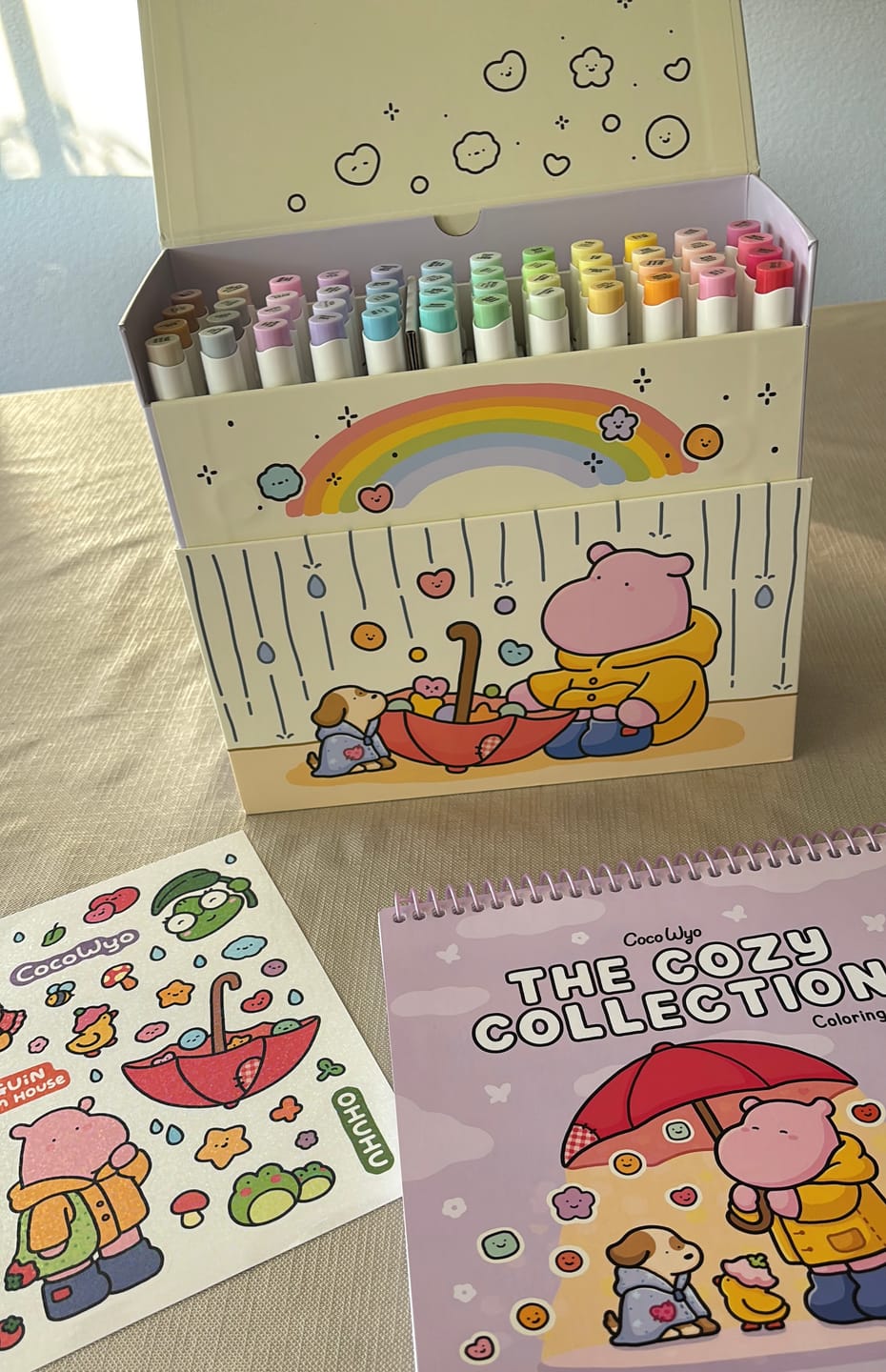 Customer photo review of Ohuhu x Coco Wyo Cozy Mood Coloring Kit, Honolulu B 48 Colors Alcohol Markers with Brush & Fine Dual Tips, Coloring Book with Mood Tracker Pages