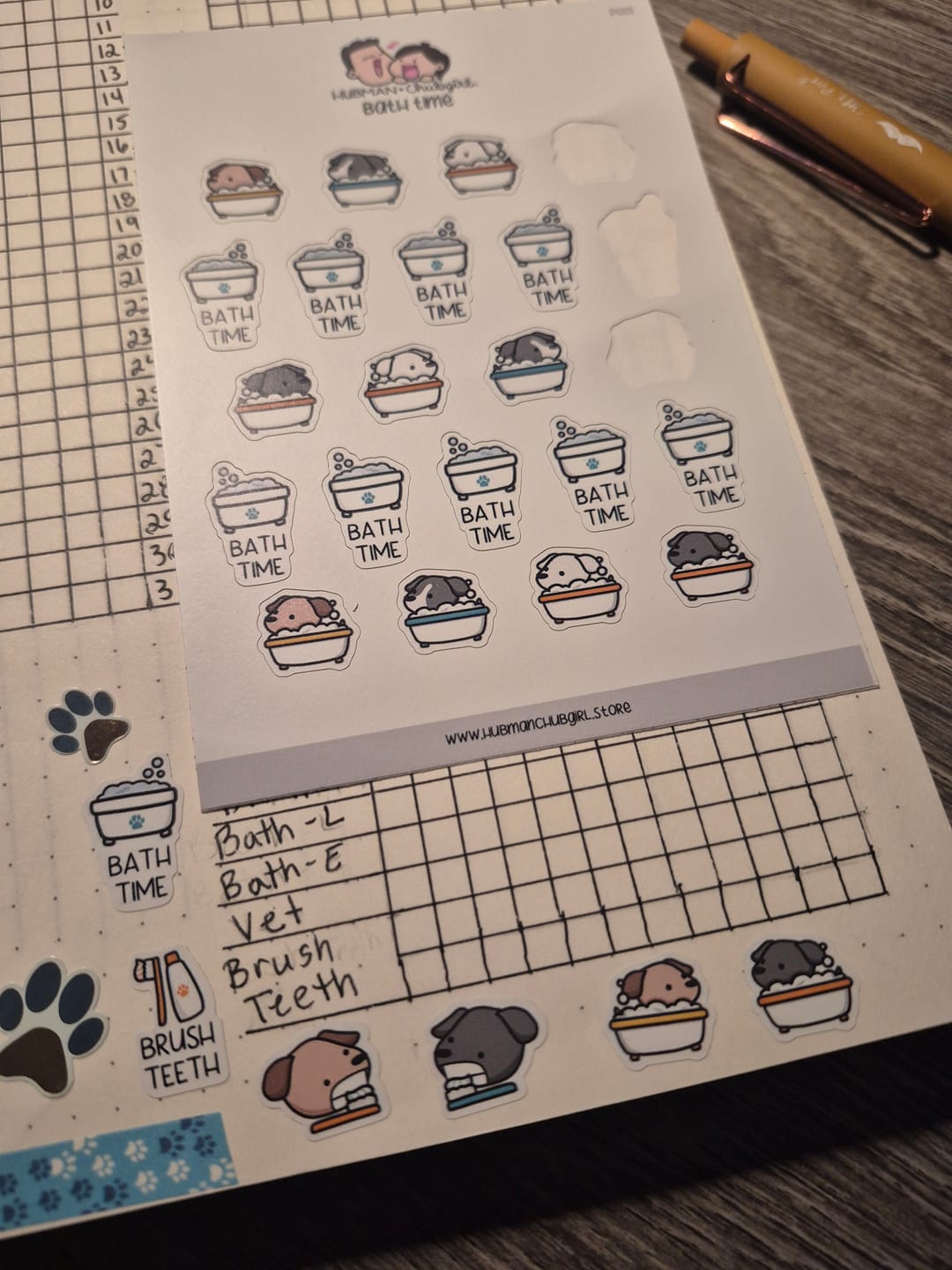 Customer photo review of Bath Time Planner Stickers