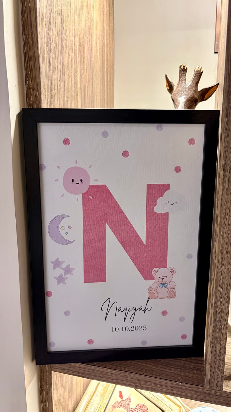 Customer photo review of Personalised Initial Name Poster - Pink Sunshine