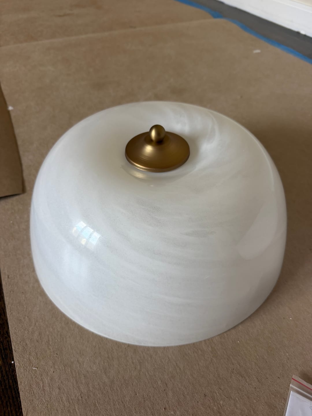 Customer photo review of French 3-Light White Clouded Glass Round Semi Flush Mount