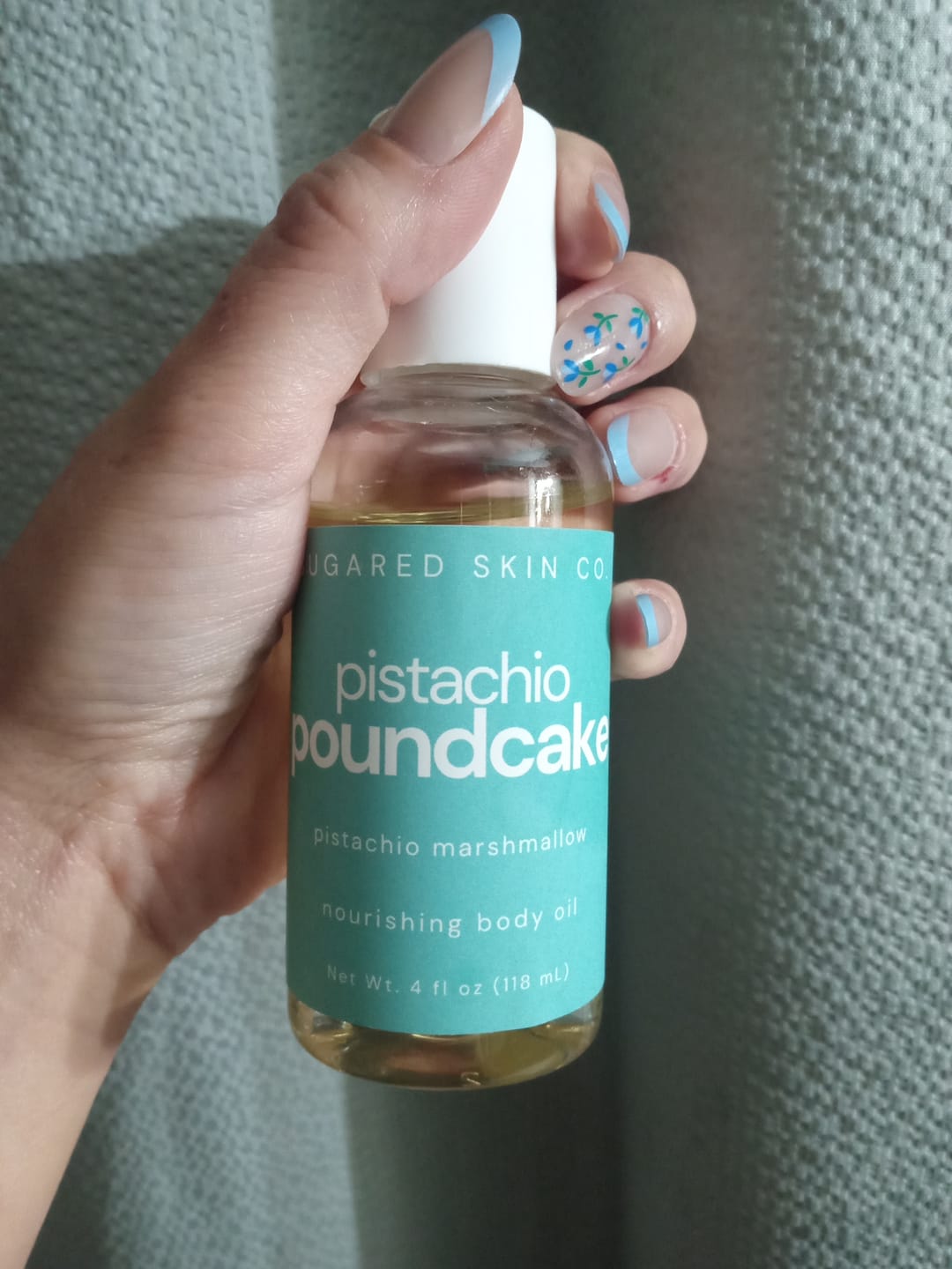 Customer photo review of Pistachio Poundcake Body Oil